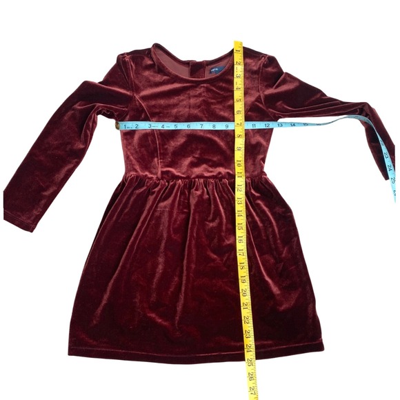 Gap Kids Velvet Long Sleeve Midi Dress Girls S/6-7 Burgundy Thanksgiving Holiday - Picture 6 of 8